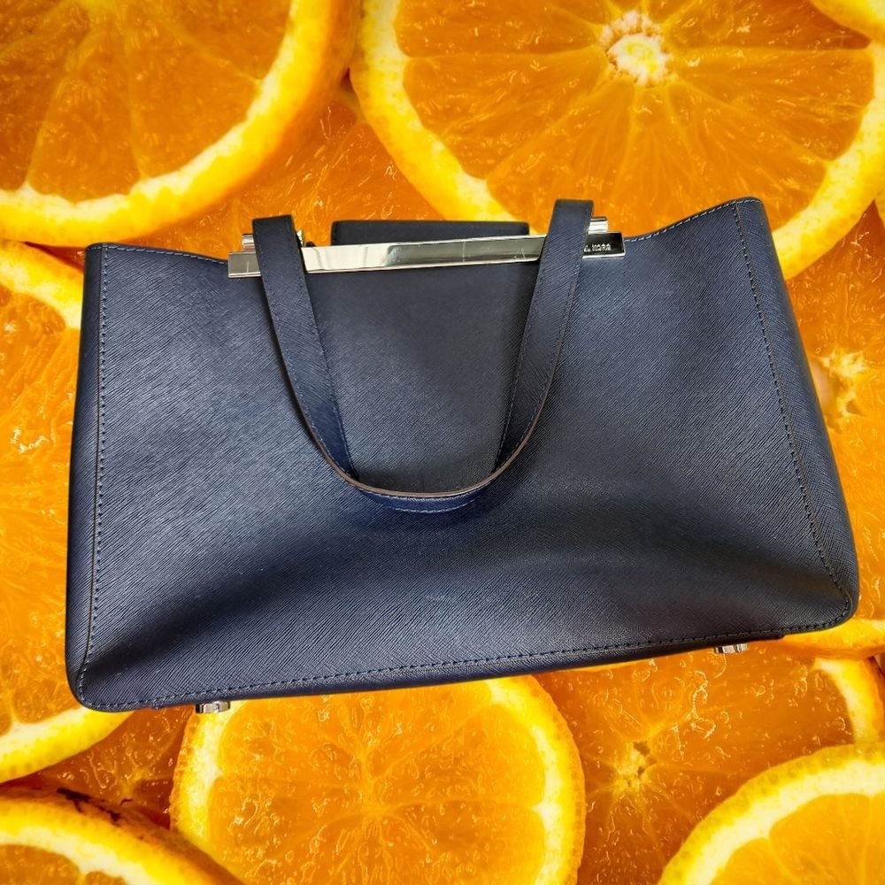 Michael Kors Satchel Top Handle Handbag Navy Blue Designer Purse‎